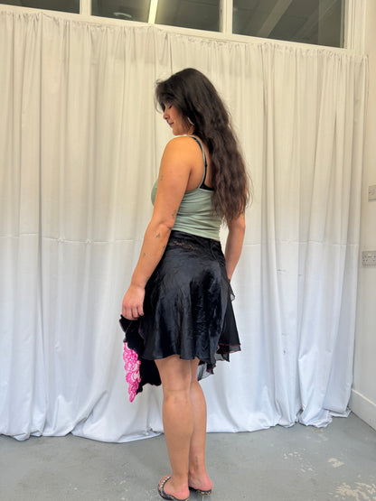 Upcycled black wrap skirt