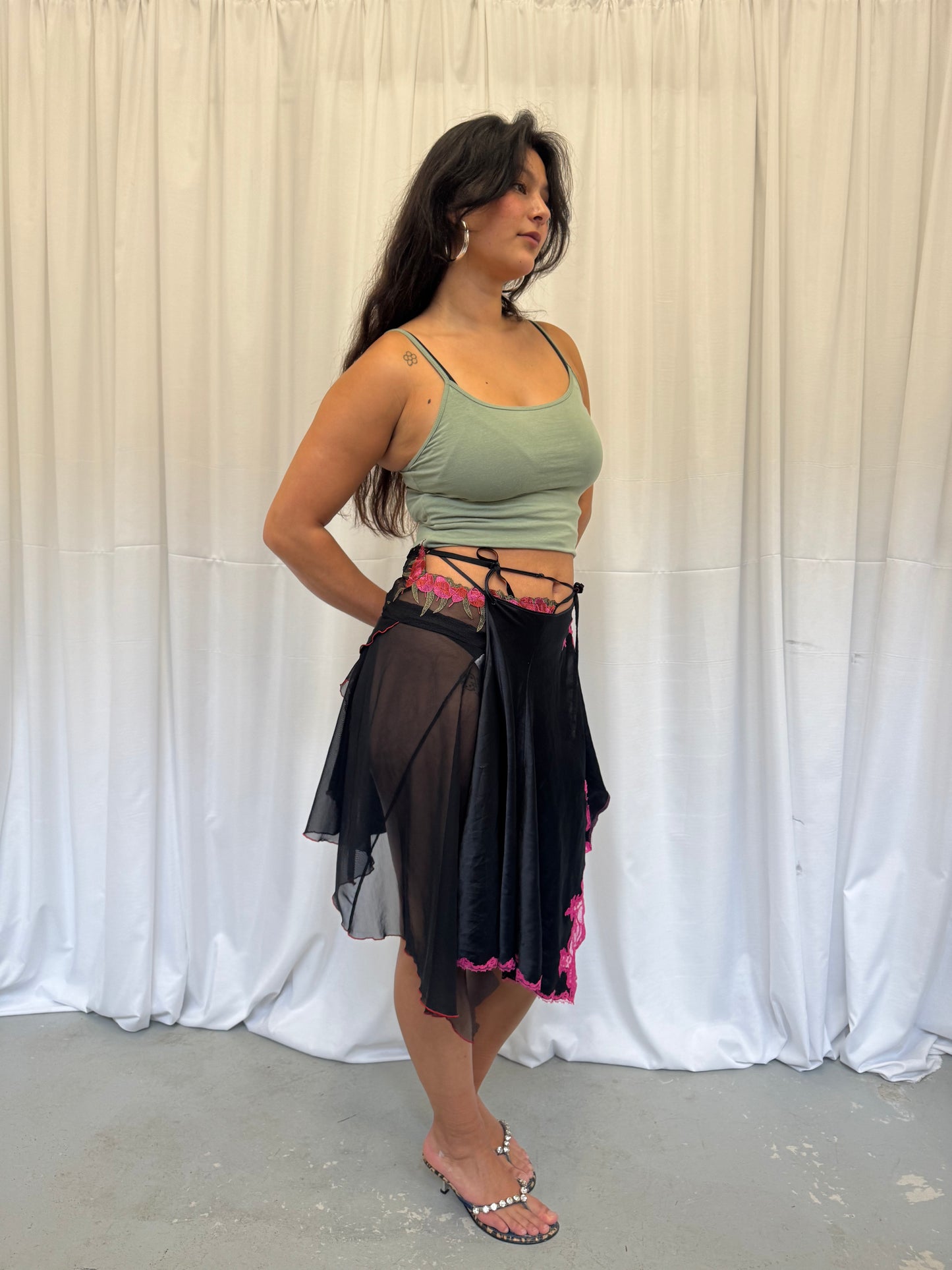 Upcycled black wrap skirt
