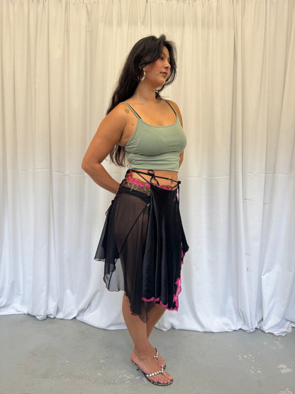 Upcycled black wrap skirt