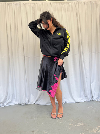 Upcycled black wrap skirt