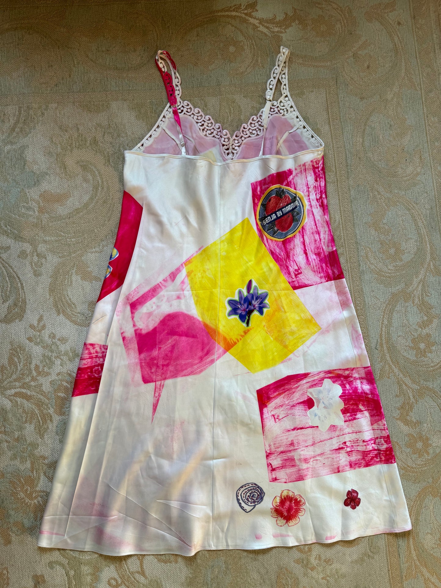 Pink and yellow slip dress