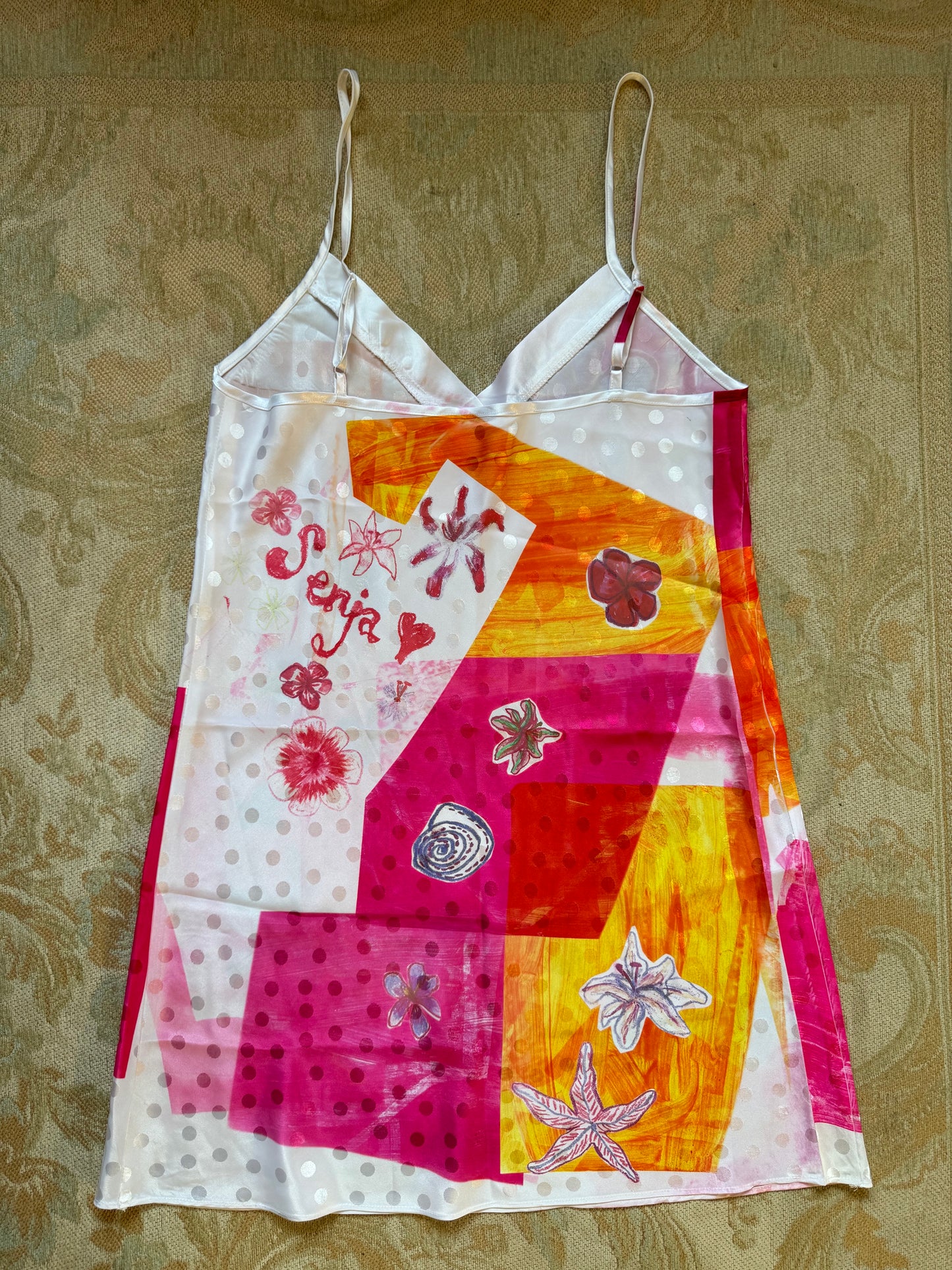 Pink and orange slip dress