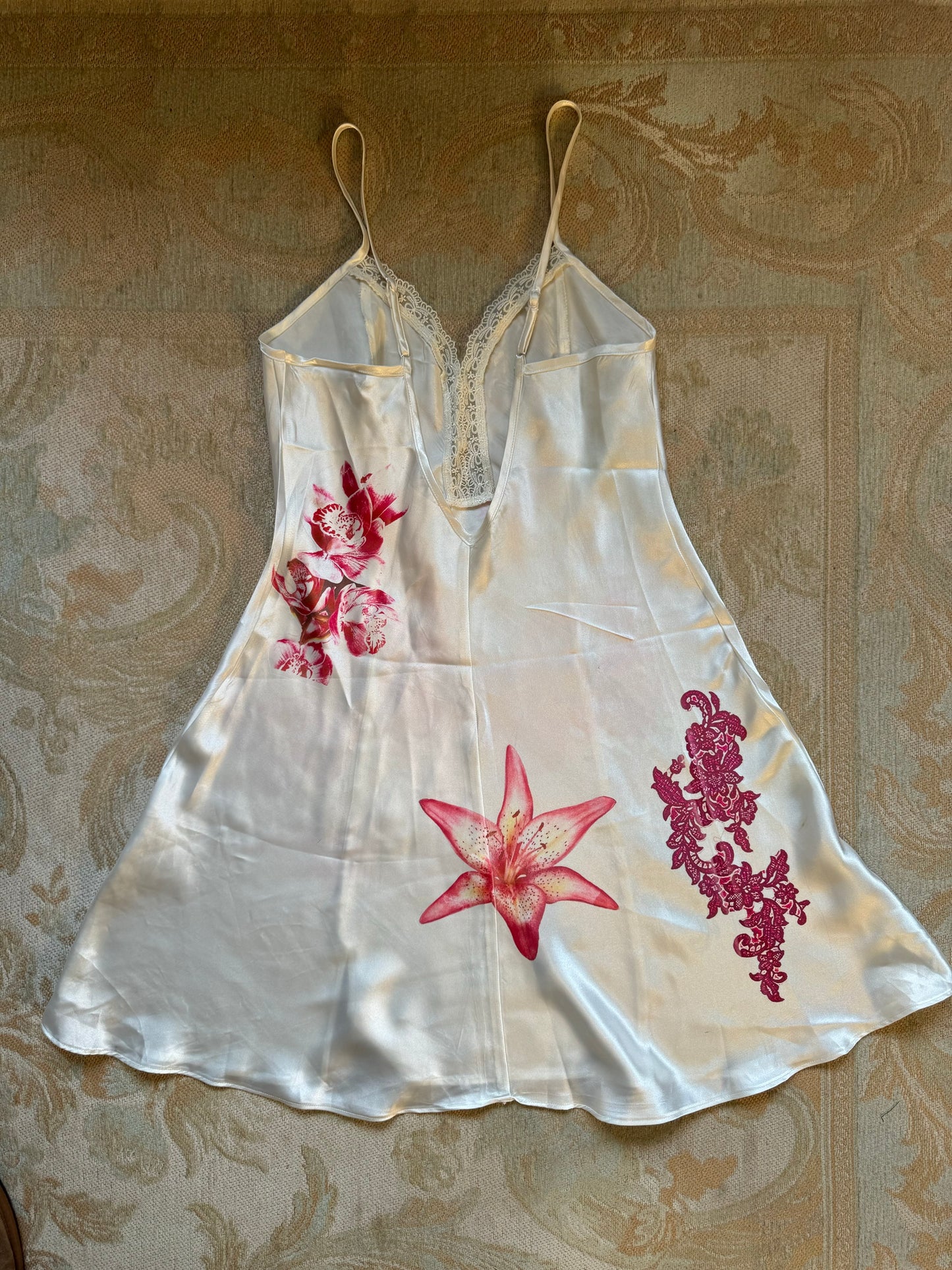 White mini satin slip dress