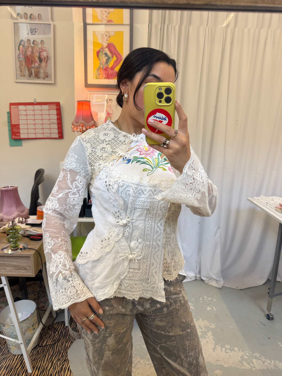 Upcycled Asymmetric Lace Shirt