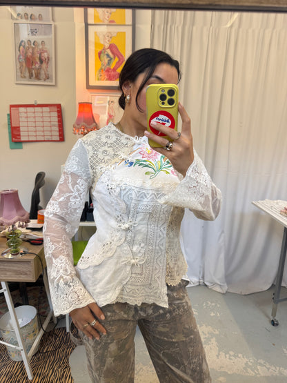 Upcycled Asymmetric Lace Shirt