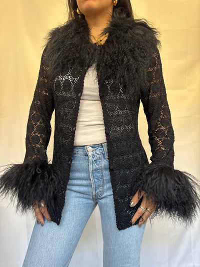Black Crochet Cardigan