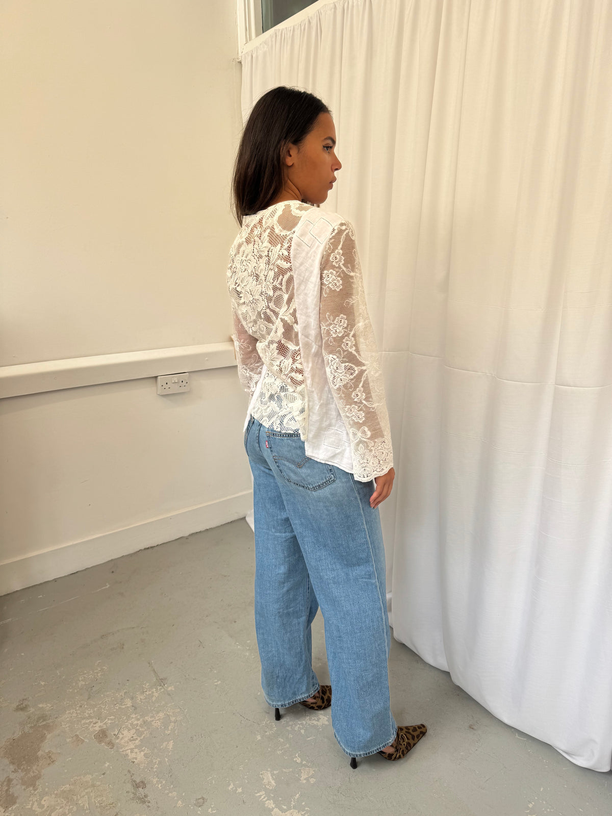 Upcycled Asymmetric Lace Shirt