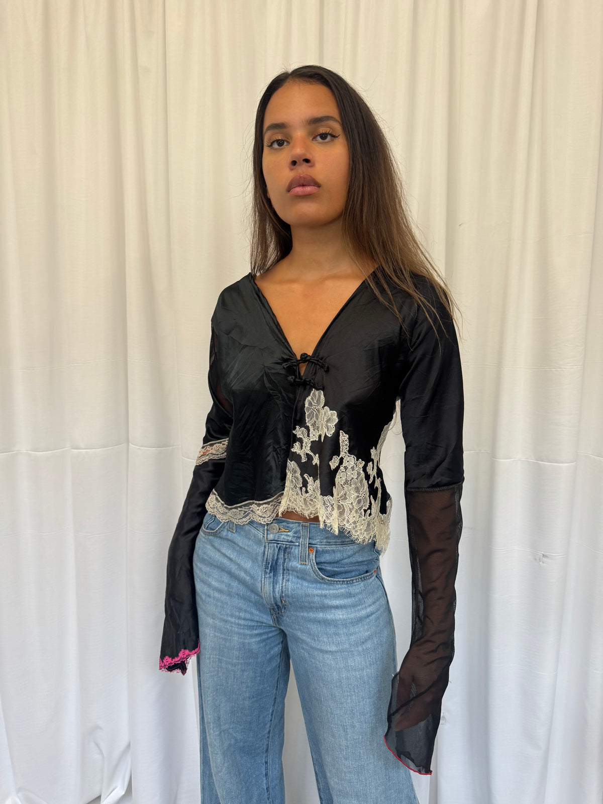 Upcycled Black Lace Top