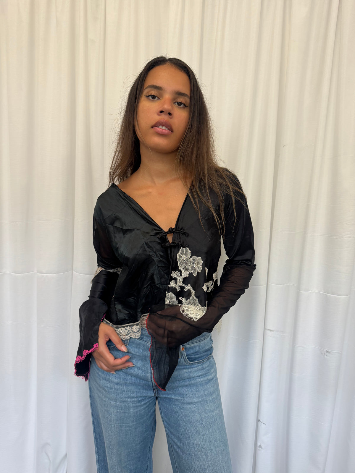 Upcycled Black Lace Top