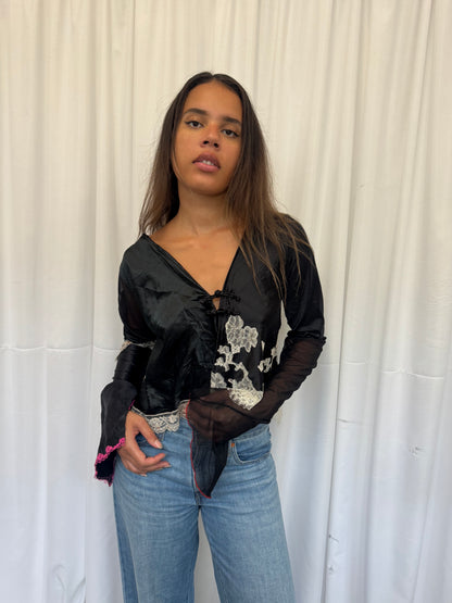 Upcycled Black Lace Top