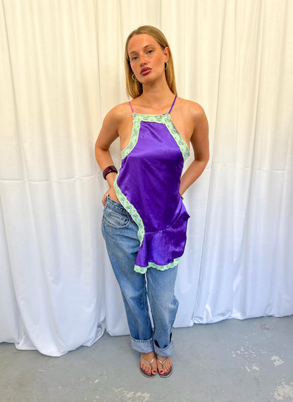 Upcycled Purple Lace Top
