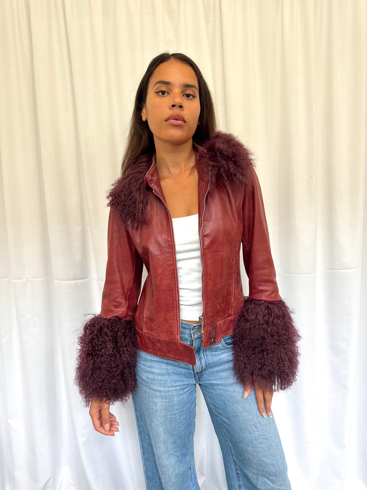 Burgundy Leather Jacket (S)