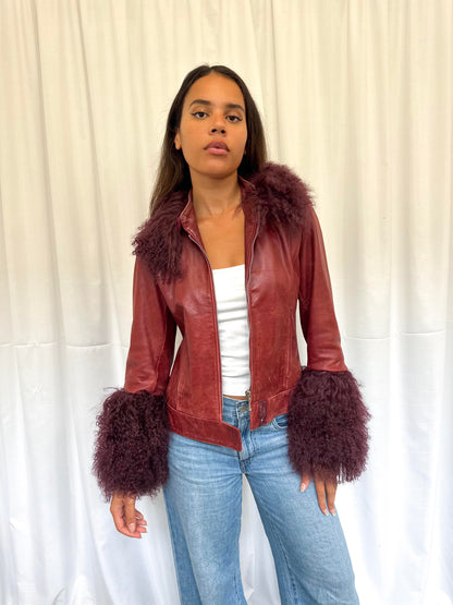 Burgundy Leather Jacket (S)