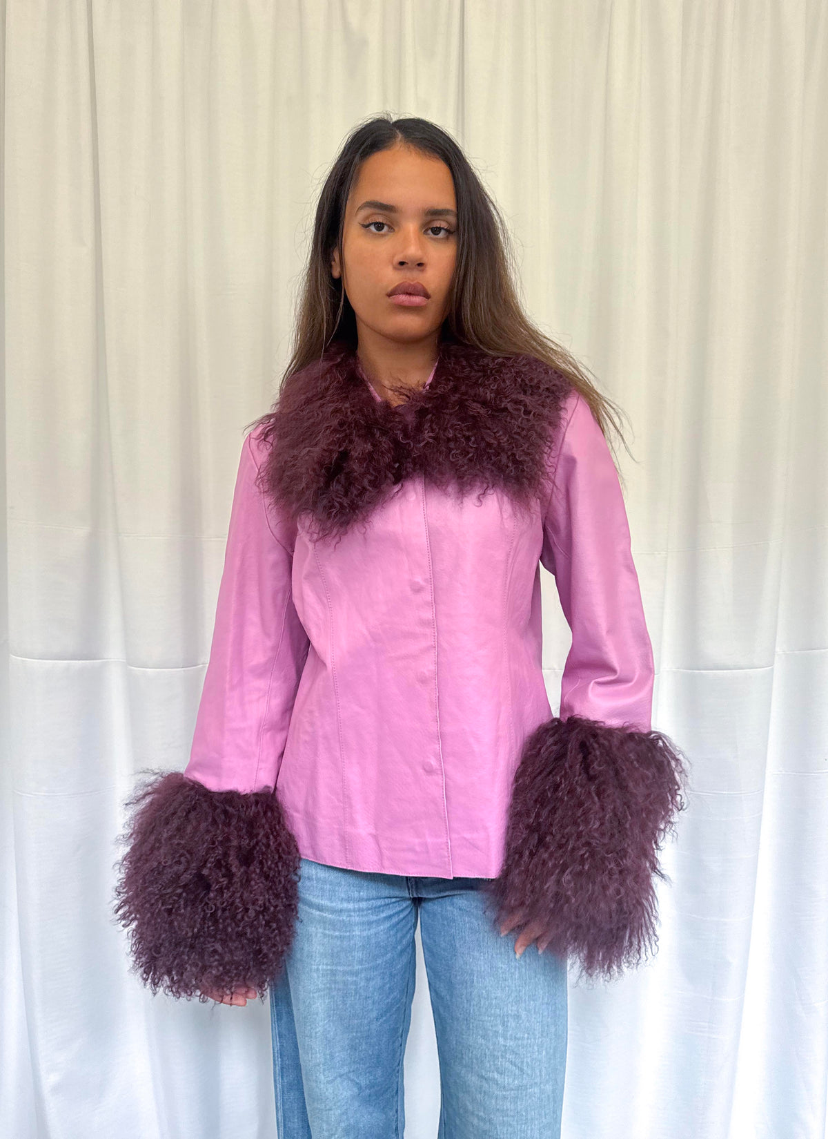 Lilac and Wine Leather Jacket