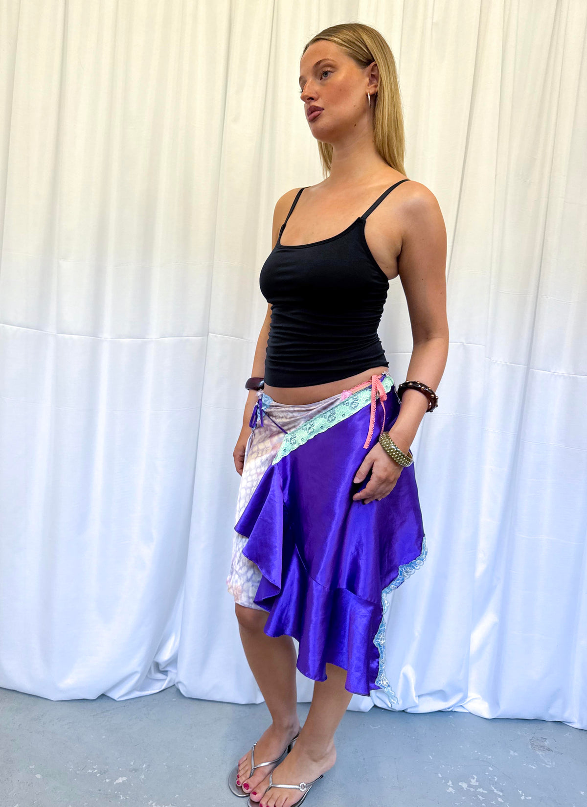 Upcycled Purple Patchwork Wrap Skirt