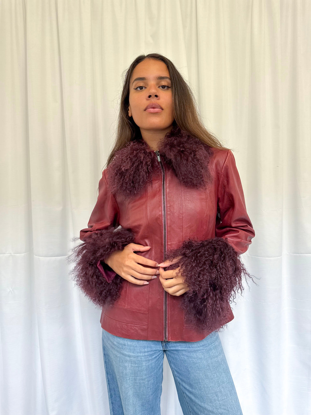Burgundy Leather Jacket (M)