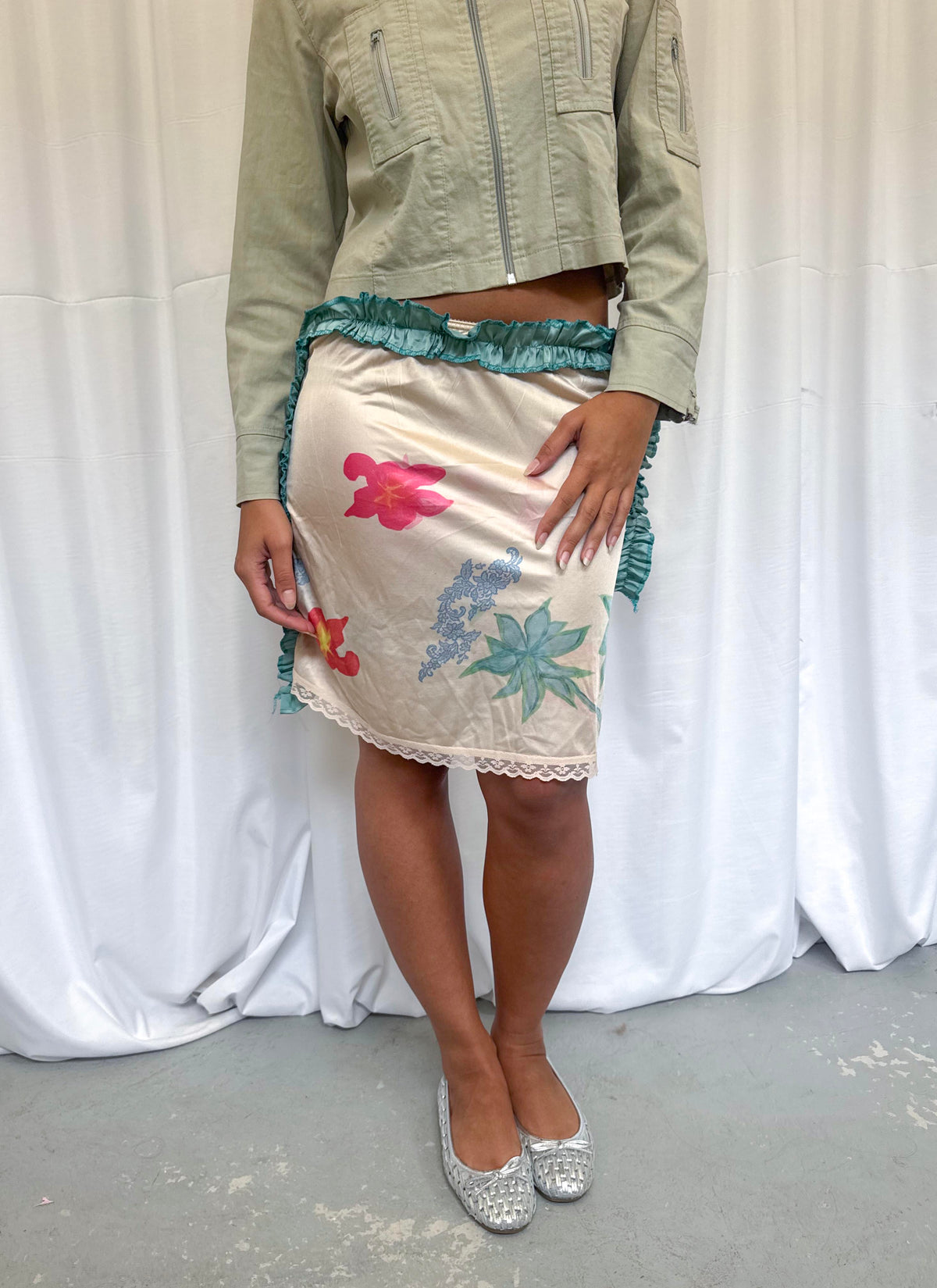 Upcycled Slip Skirt with Ruche
