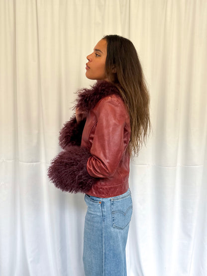Burgundy Leather Jacket (S)