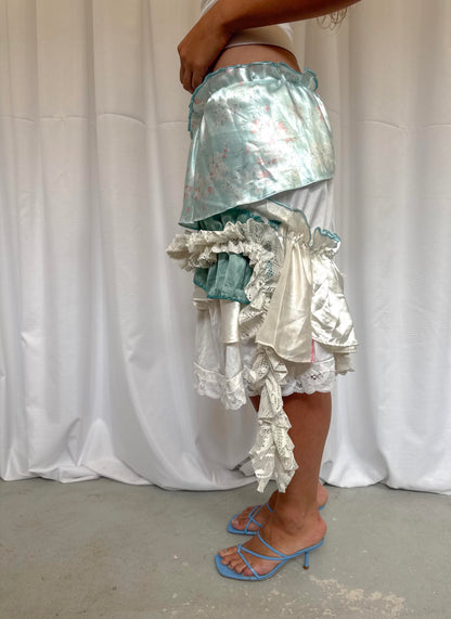 Upcycled Ruffle Layered Slip Skirt