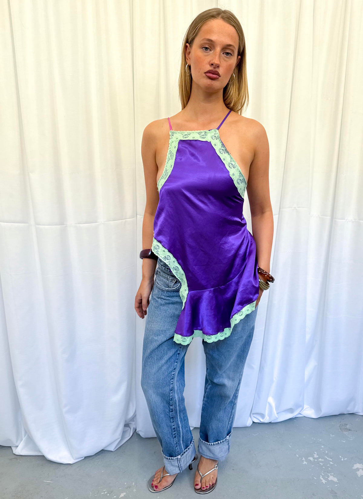 Upcycled Purple Lace Top