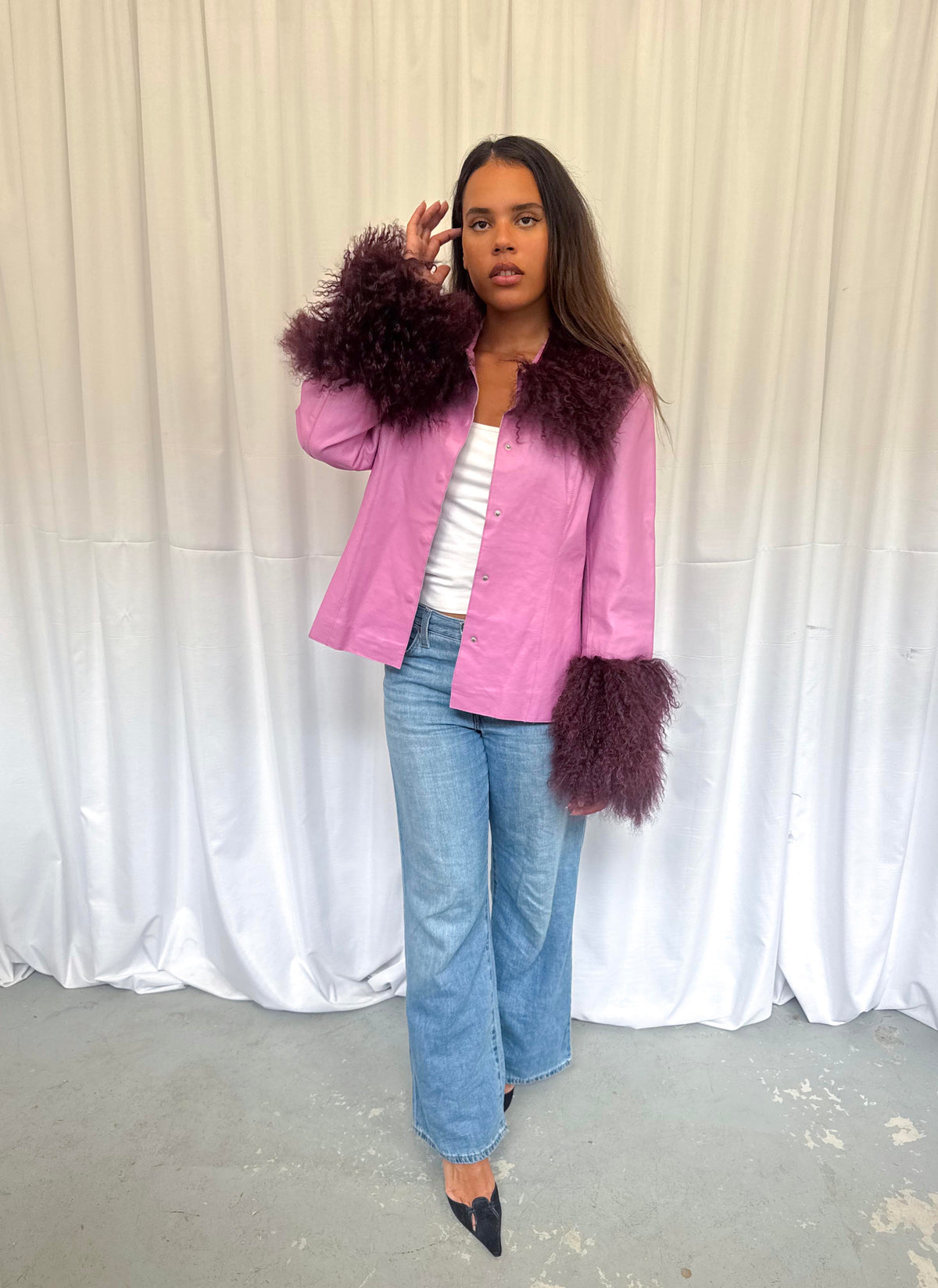 Lilac and Wine Leather Jacket