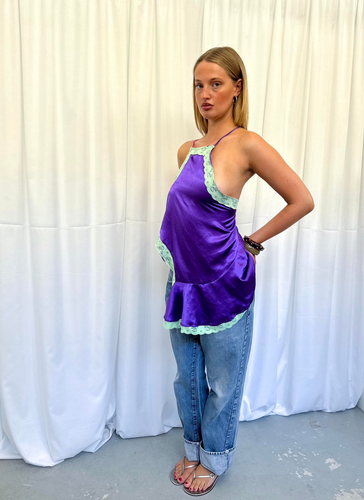 Upcycled Purple Lace Top