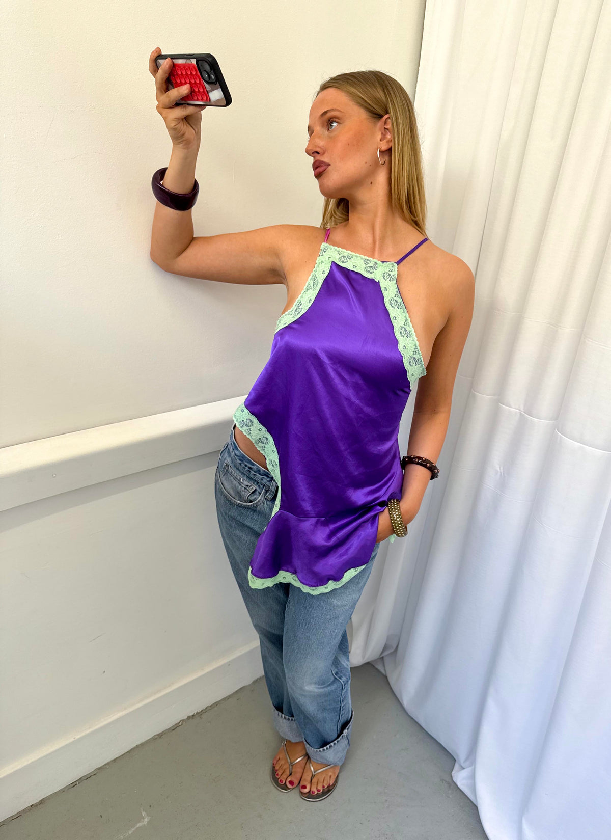 Upcycled Purple Lace Top