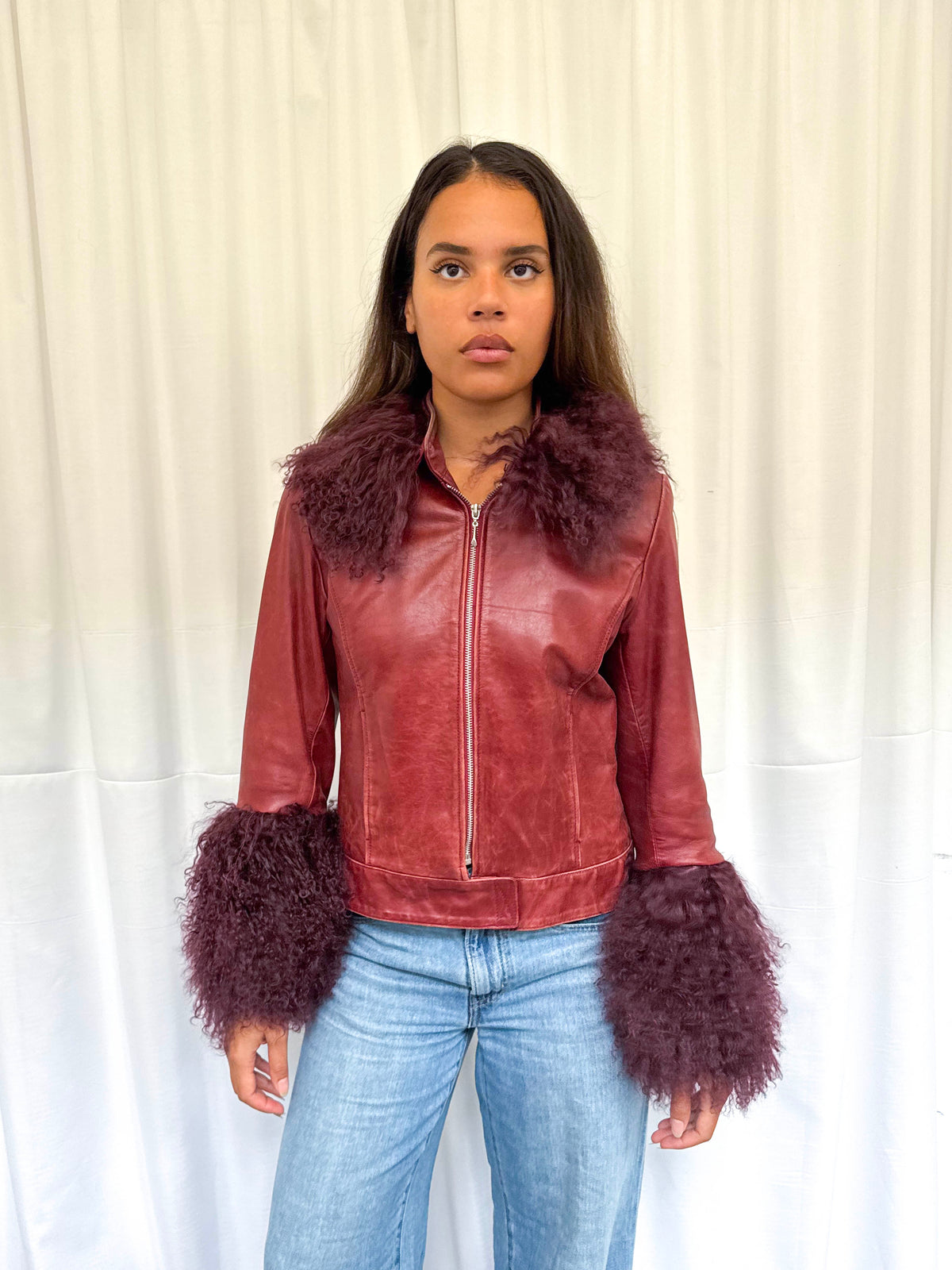 Burgundy Leather Jacket (S)