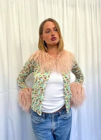 Mint Green and Baby Pink Angora Cardie