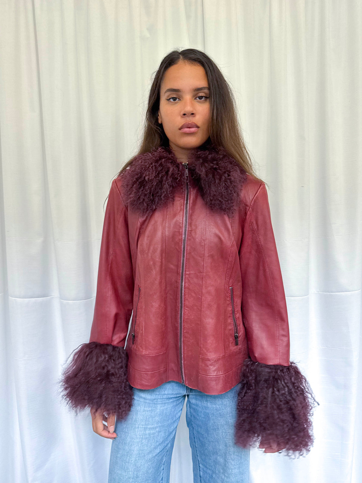 Burgundy Leather Jacket (M)