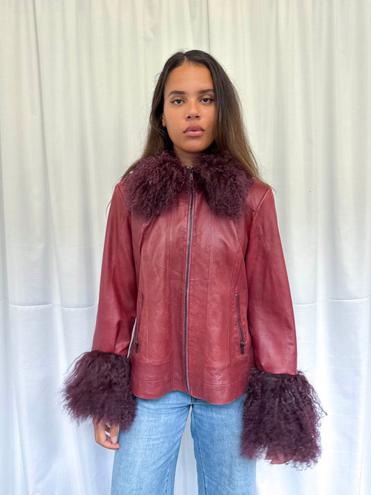 Burgundy Leather Jacket (M)