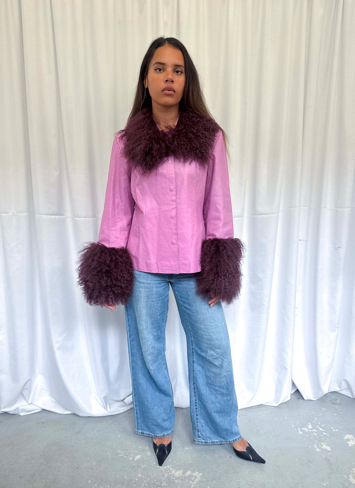 Lilac and Wine Leather Jacket