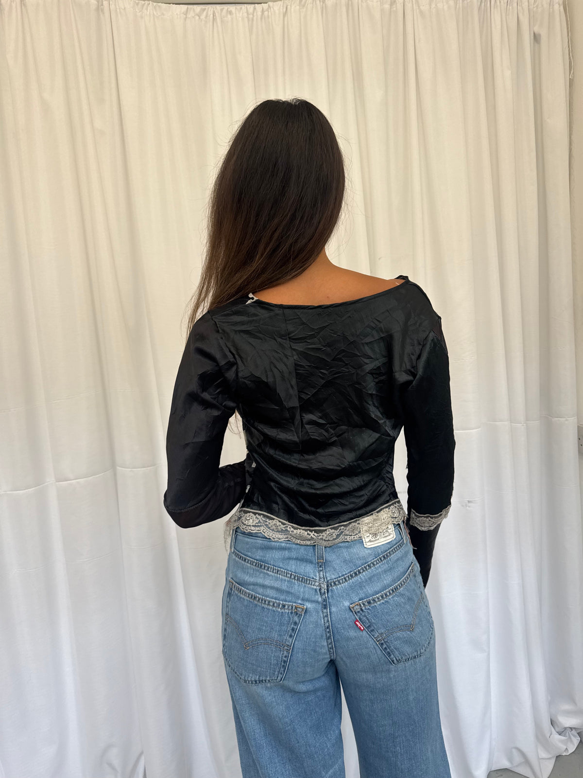 Upcycled Black Lace Top