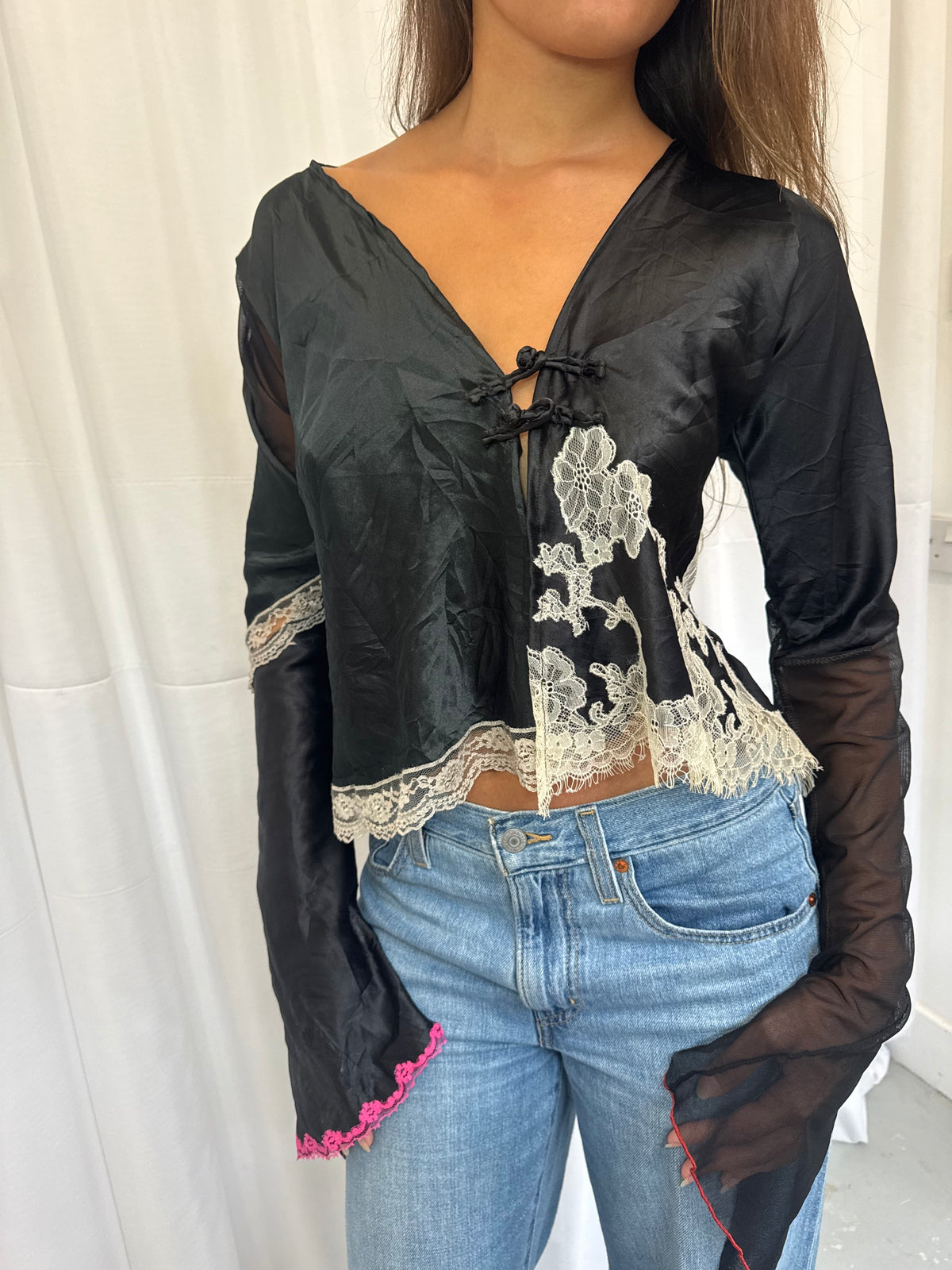 Upcycled Black Lace Top