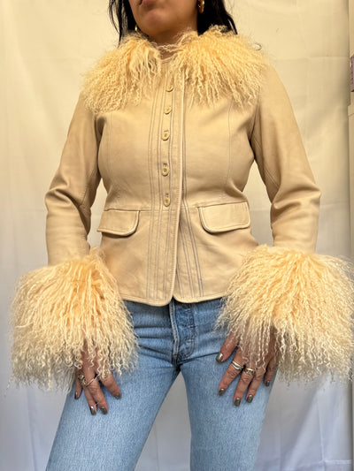 Cream Leather Jacket