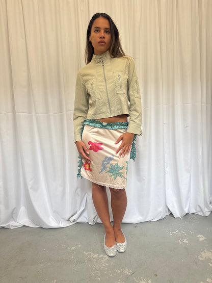 Upcycled Slip Skirt with Ruche