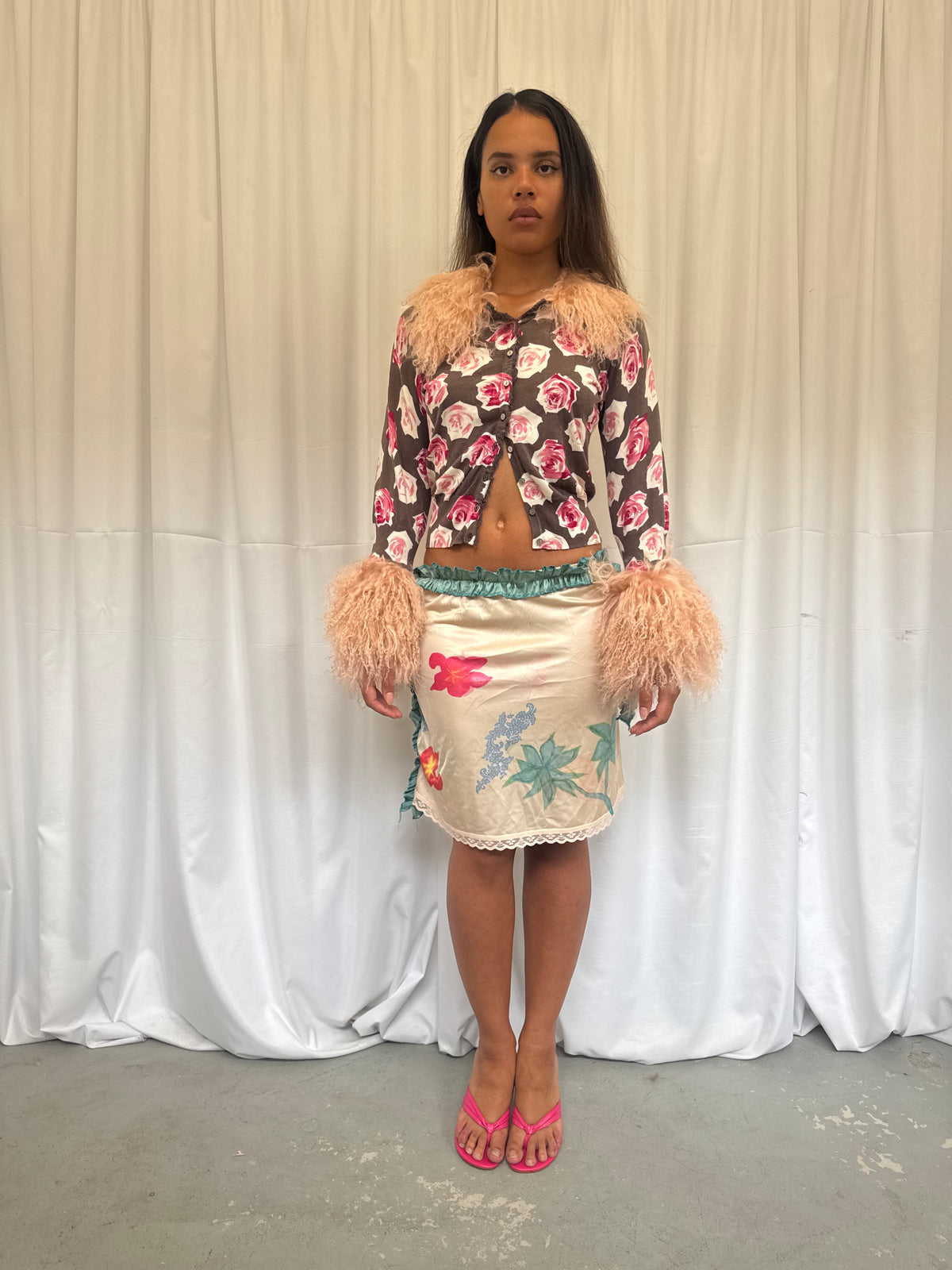 Upcycled Slip Skirt with Ruche
