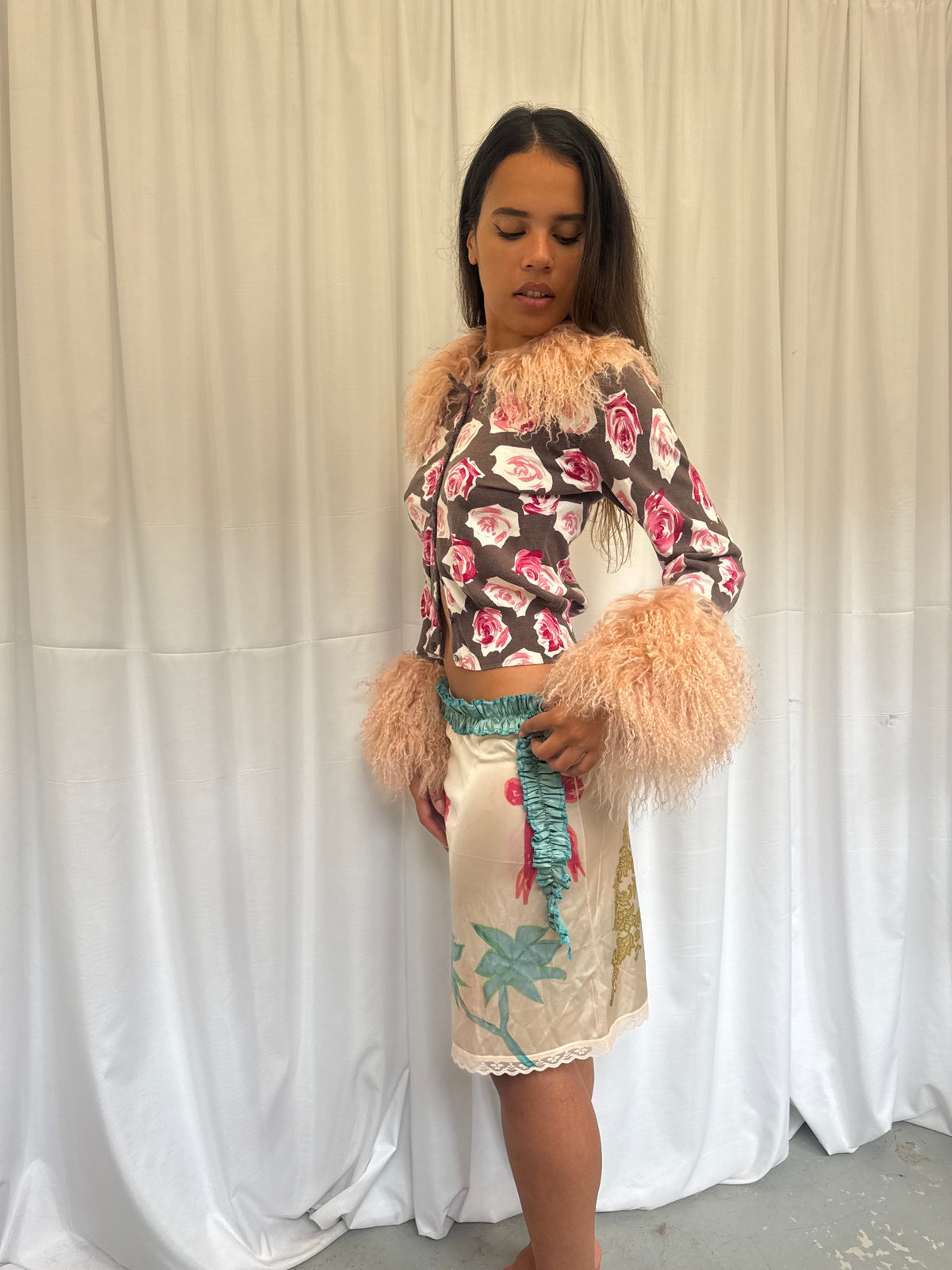 Upcycled Slip Skirt with Ruche