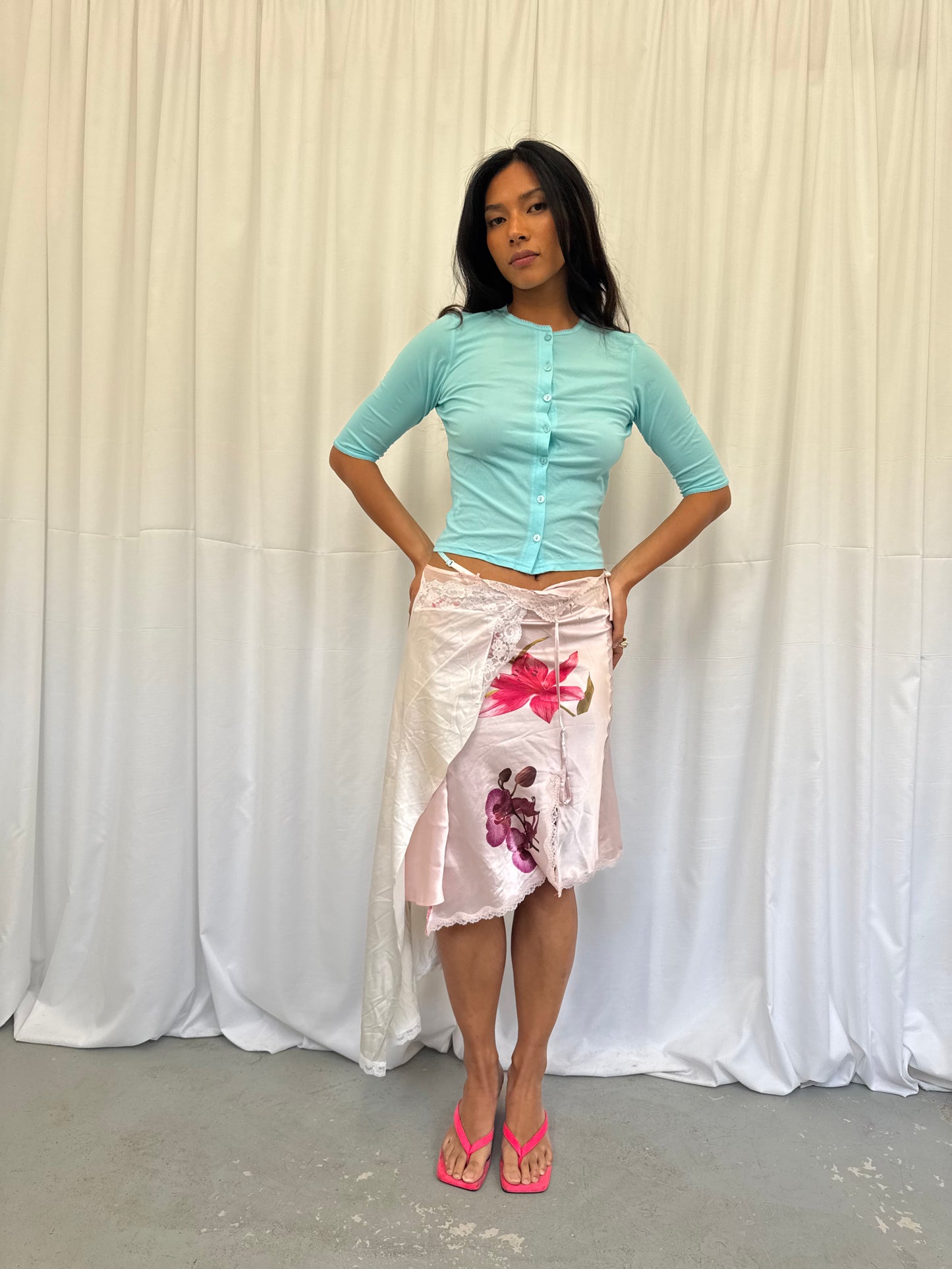 Upcycled Flower Patchwork Wrap Skirt