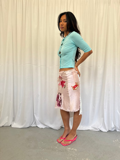 Upcycled Flower Patchwork Wrap Skirt