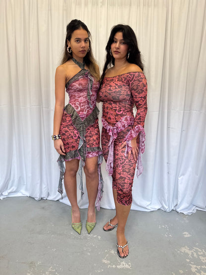 Lace off-the-shoulder ruffle top