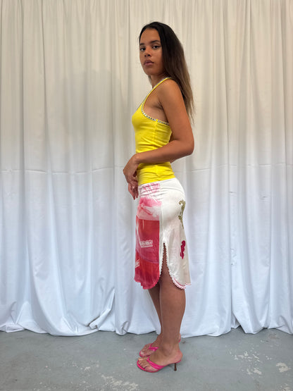Upcycled Pink and Red Slip Skirt