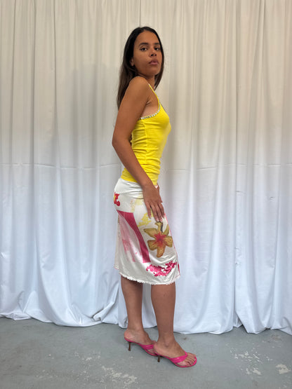 Upcycled Pink and Red Slip Skirt