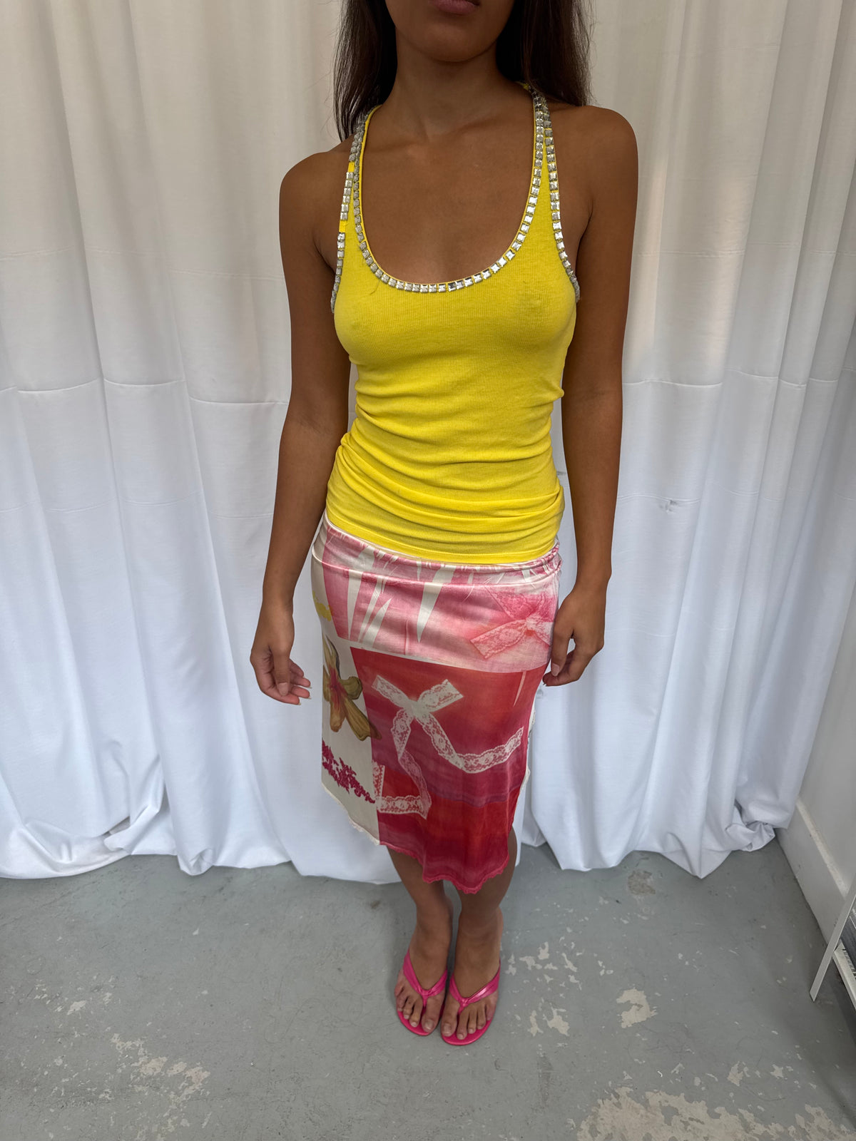 Upcycled Pink and Red Slip Skirt