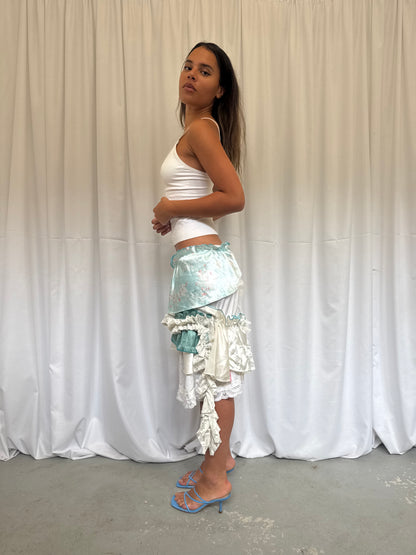 Upcycled Ruffle Layered Slip Skirt