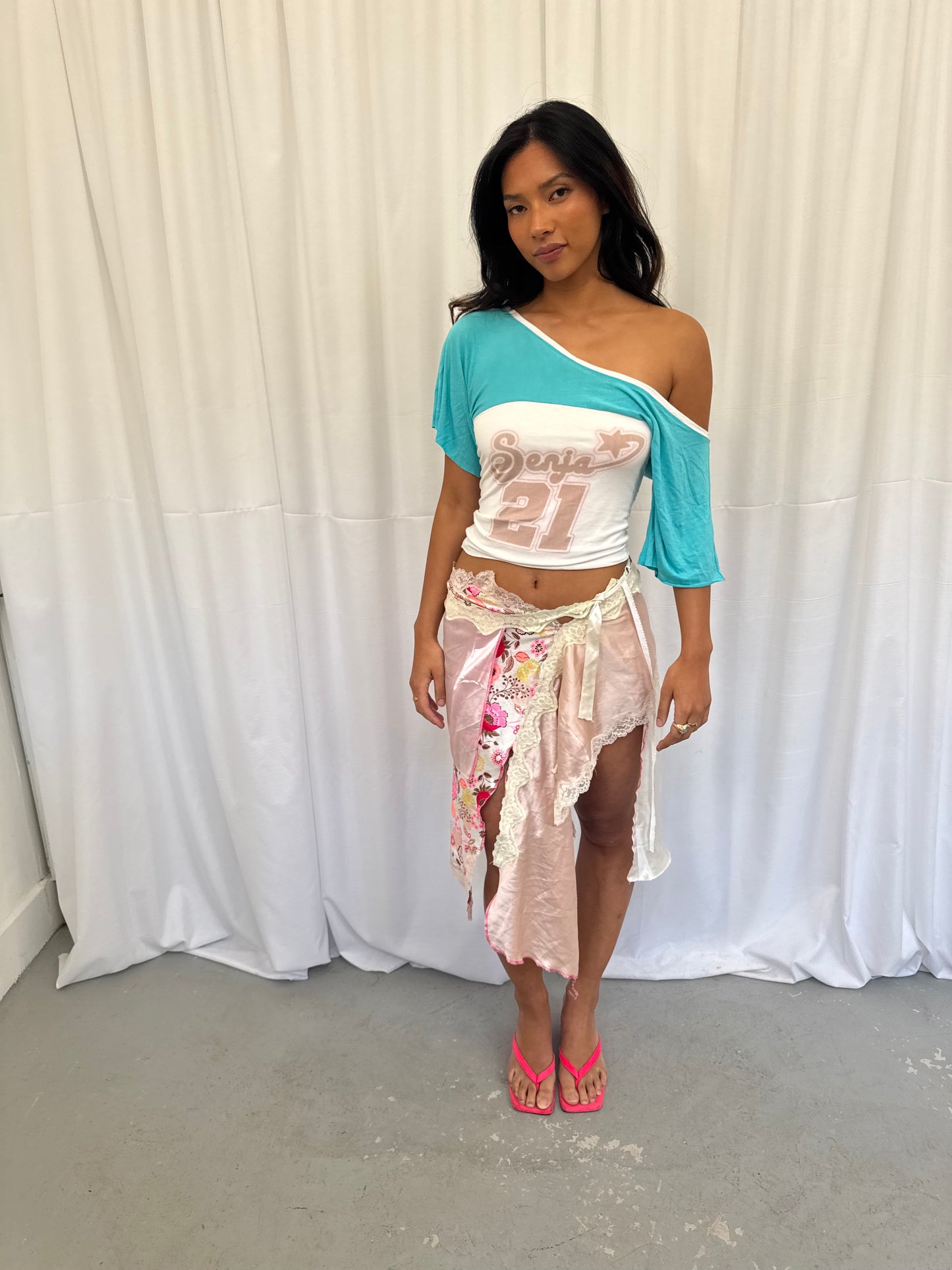 Upcycled Baby Pink Lace Patchwork Wrap Skirt