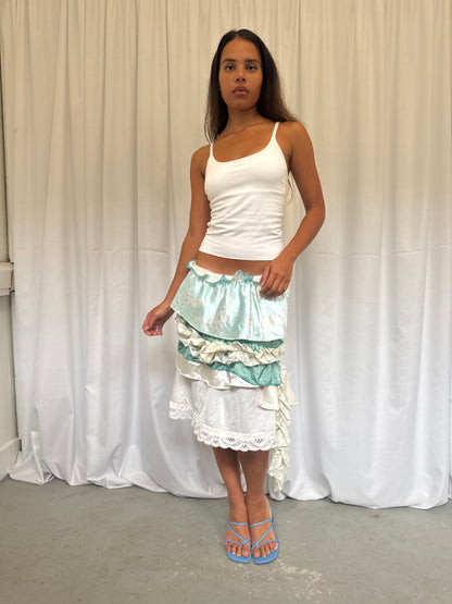 Upcycled Ruffle Layered Slip Skirt