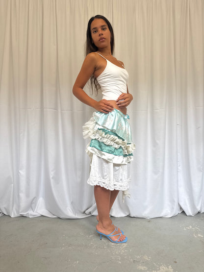 Upcycled Ruffle Layered Slip Skirt