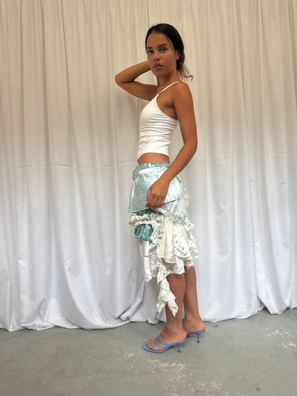 Upcycled Ruffle Layered Slip Skirt