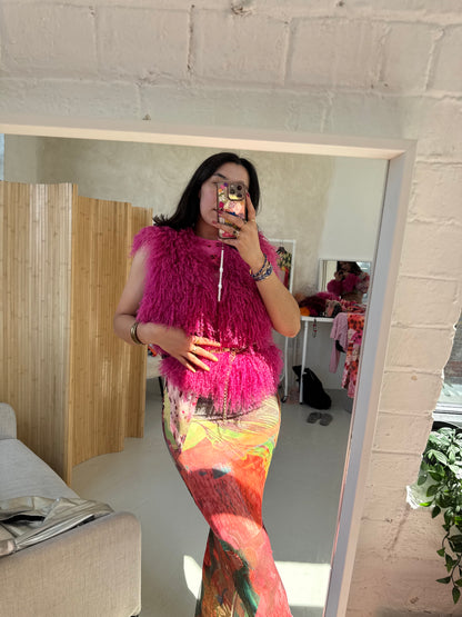 Pink Fluffy Patchwork Waistcoat